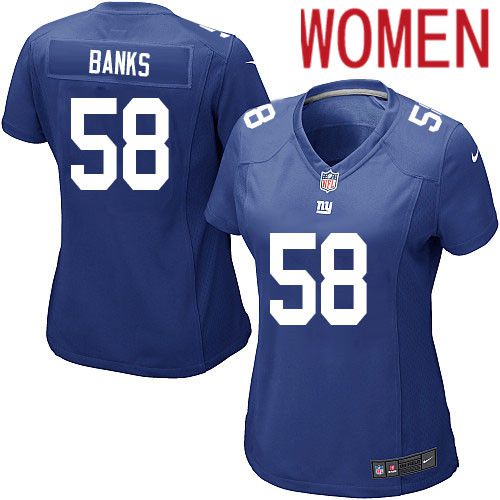 Women New York Giants #58 Carl Banks Nike Royal Game NFL Jersey->women nfl jersey->Women Jersey